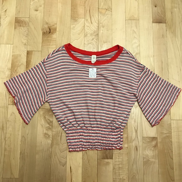 NWT Free People Bat Wing Soft Striped Red Top - Picture 4 of 7